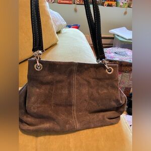 Elegant  Grey  Suede Handbag